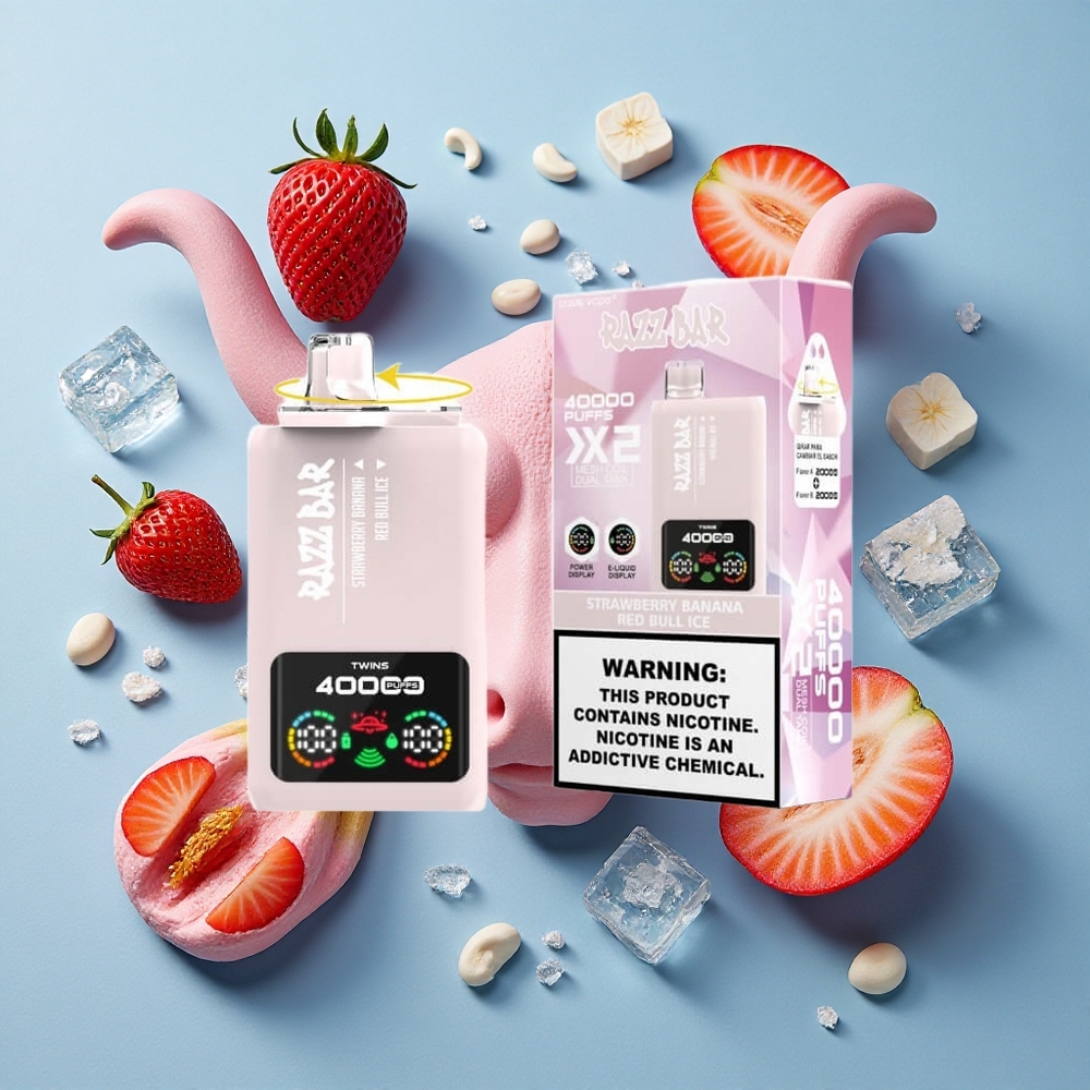 Razz Bar 40000 Puffs Display Potente Sigaretta elettronica usa e getta Fragola Banana_Red Bull Ghiaccio