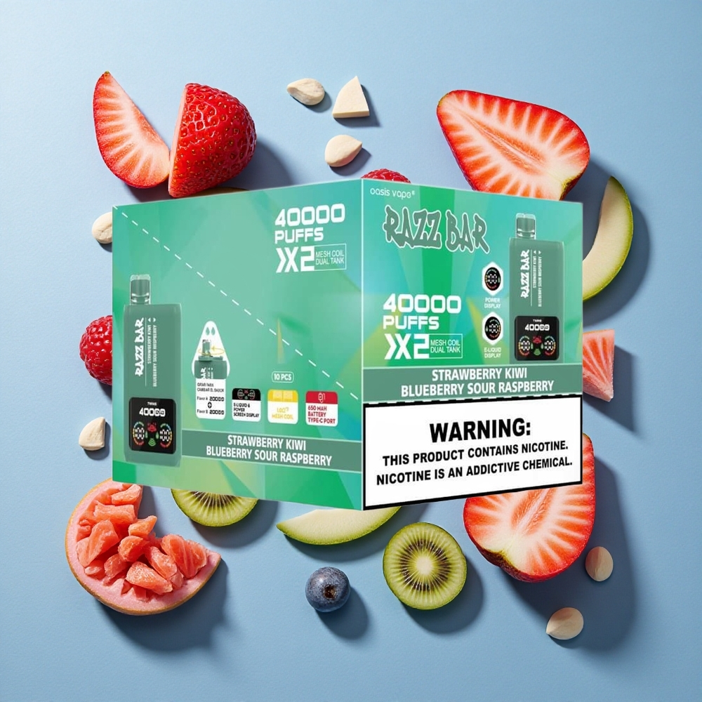 Razz Bar 40000 Puffs Display Potente Sigaretta elettronica usa e getta Fragola Kiwi_Mirtillo Lampone Acido