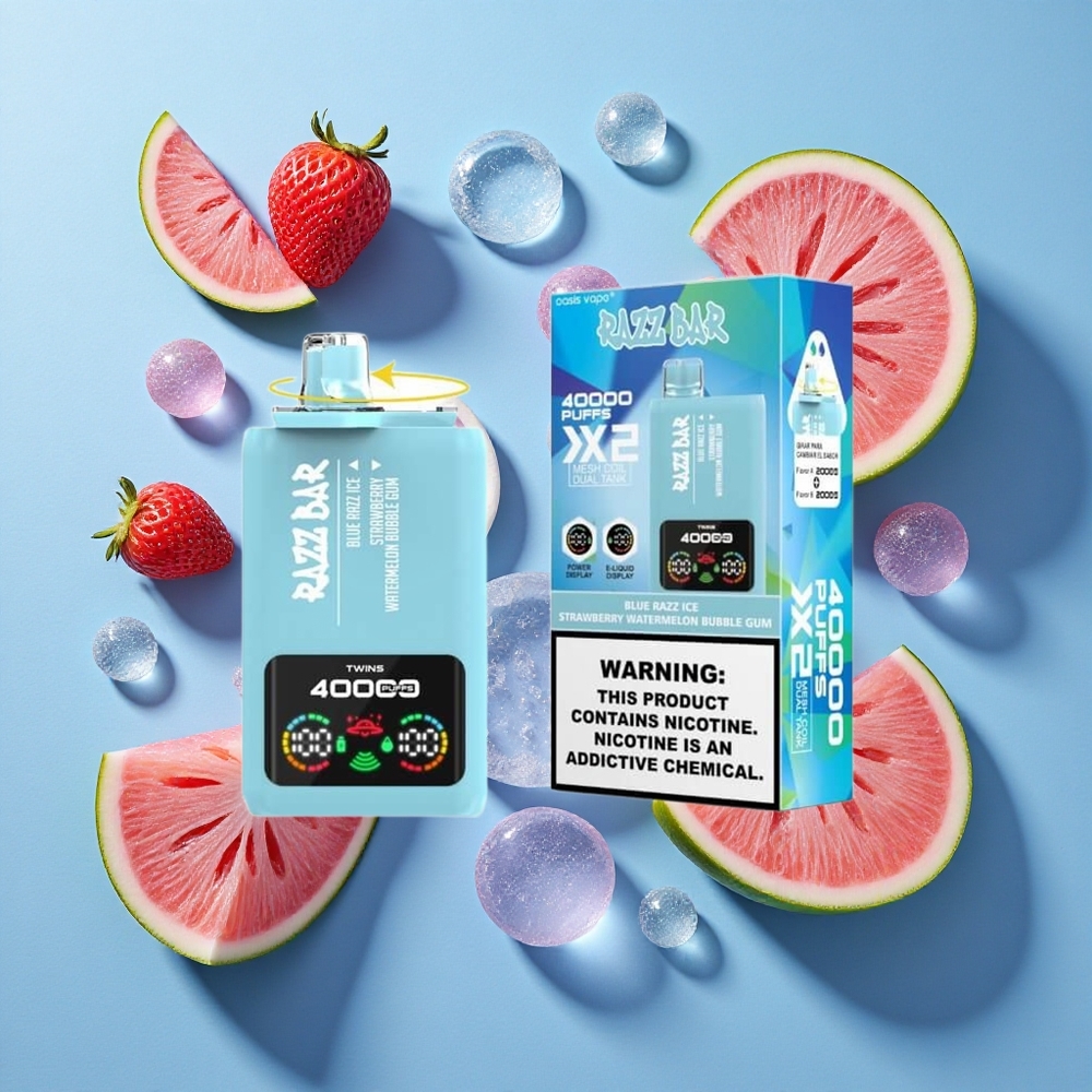 Razz Bar 40000 Puffs Display Potente Sigaretta elettronica usa e getta Mirtillo Ghiacciato-Anguria Gomma da Masticare