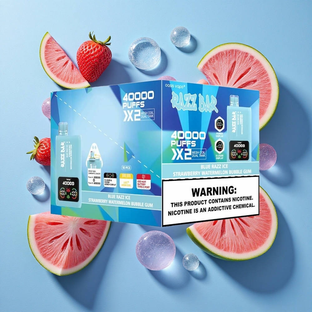 Razz Bar 40000 Puffs Display Potente Sigaretta elettronica usa e getta Mirtillo Ghiacciato-Anguria Gomma da Masticare