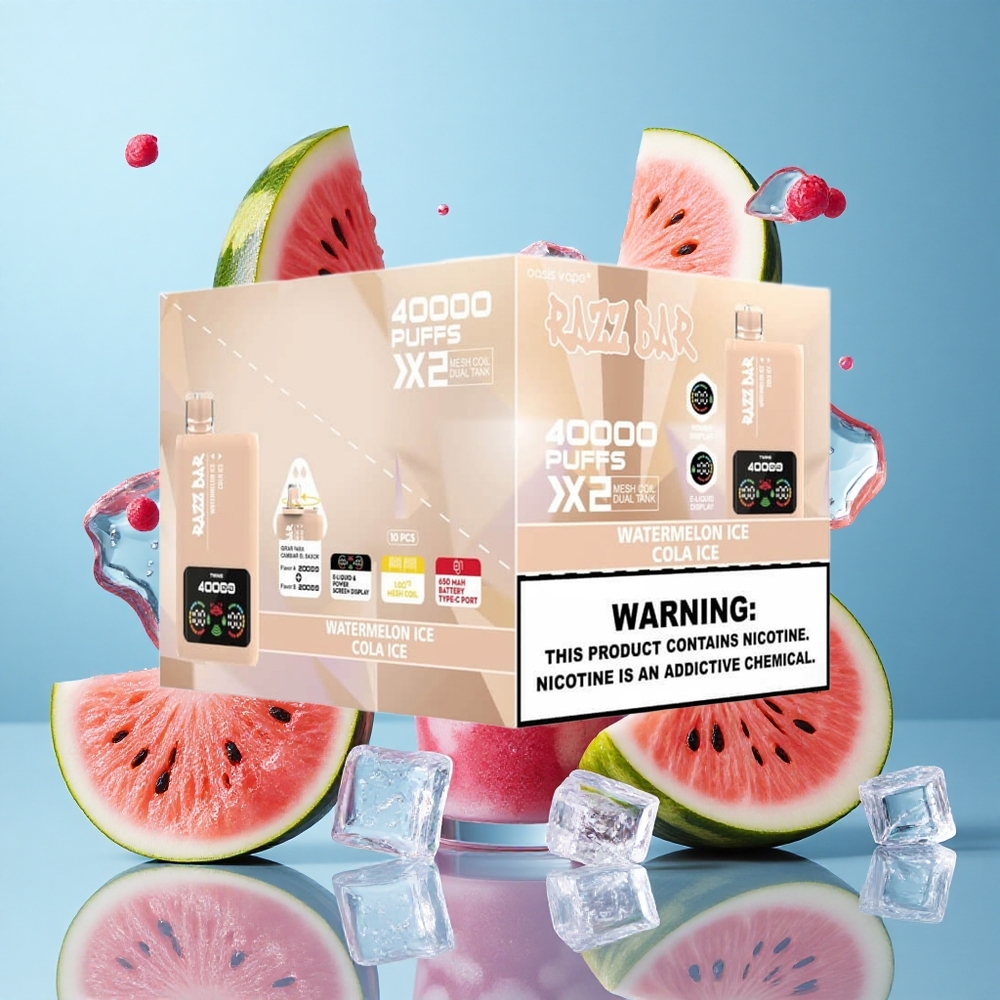 Razz Bar 40000 Puffs Vapore Monouso con Schermo Potenza e Anguria Ghiacciata_Ghiaccio Cola