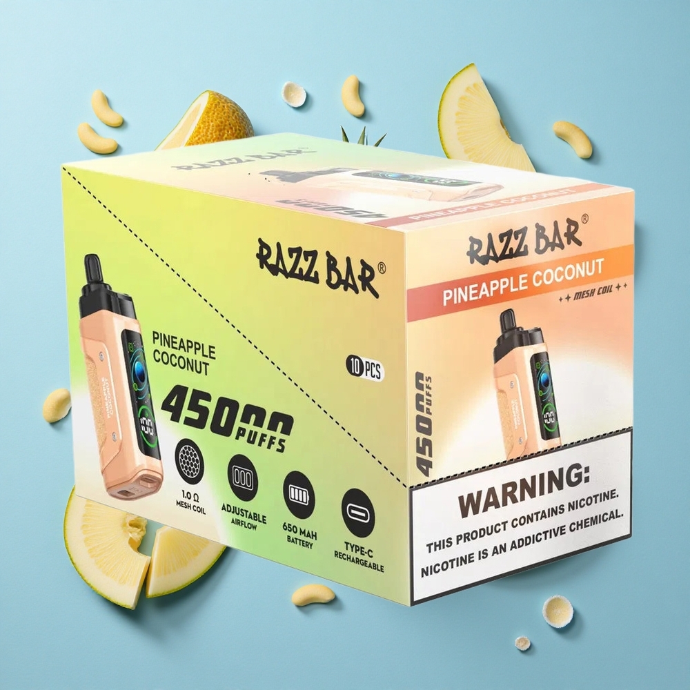 Razz Bar 45000 Puffs Sigaretta elettronica usa e getta Ananas Cocco con Bobina Mesh 1.0 Ohm
