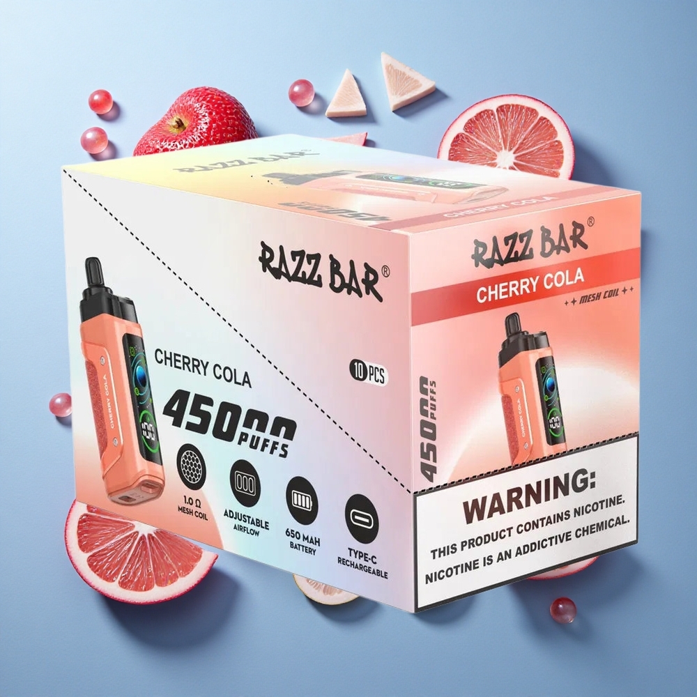 Razz Bar 45000 Puffs Sigaretta elettronica usa e getta Ciliegia Cola con Bobina Mesh 1.0 Ohm