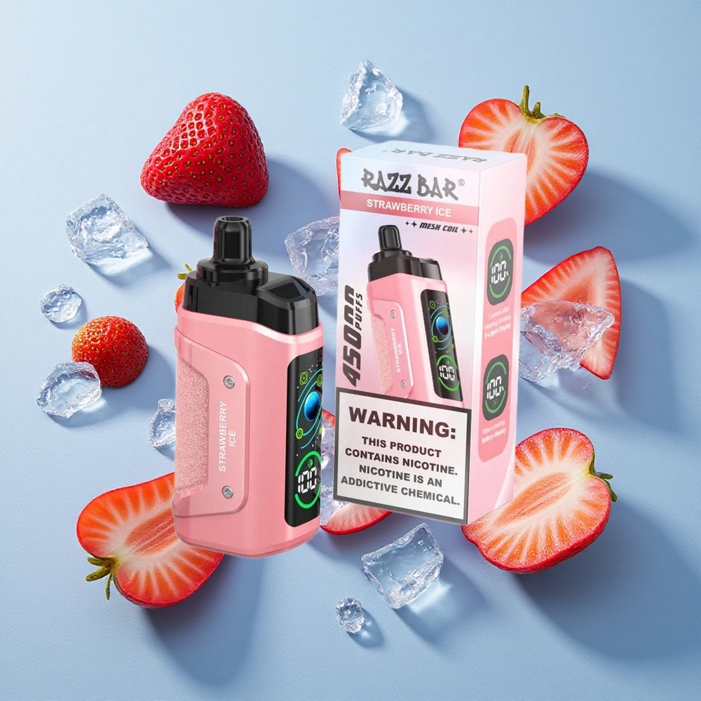 Razz Bar 45000 Puffs Sigaretta elettronica usa e getta Fragola Ghiaccio con Bobina Mesh 1.0 Ohm