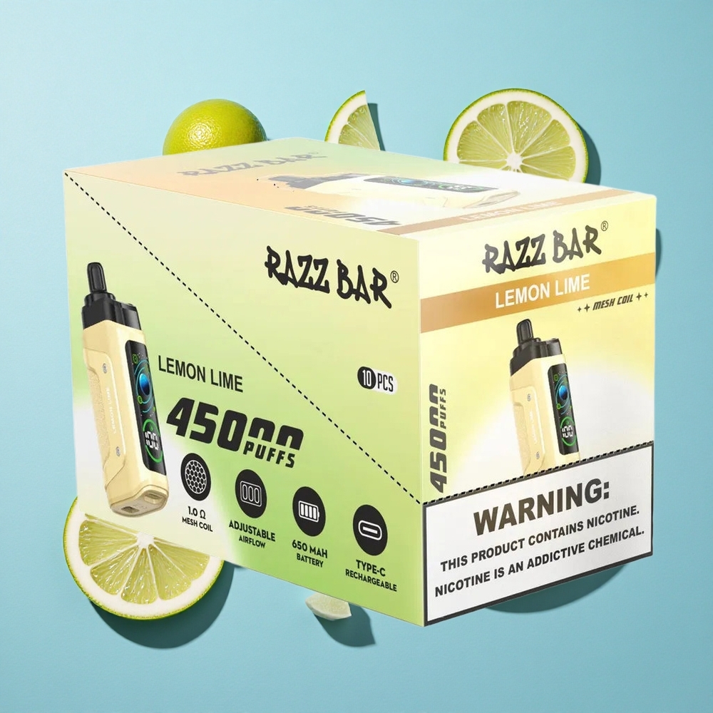 Razz Bar 45000 Puffs Sigaretta elettronica usa e getta Limone Lime con Bobina Mesh 1.0 Ohm