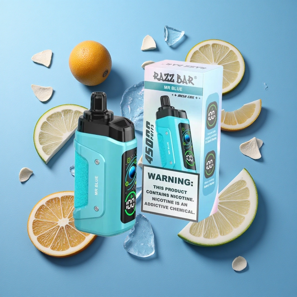 Razz Bar 45000 Puffs Sigaretta elettronica usa e getta Mr Blu con Bobina Mesh 1.0 Ohm