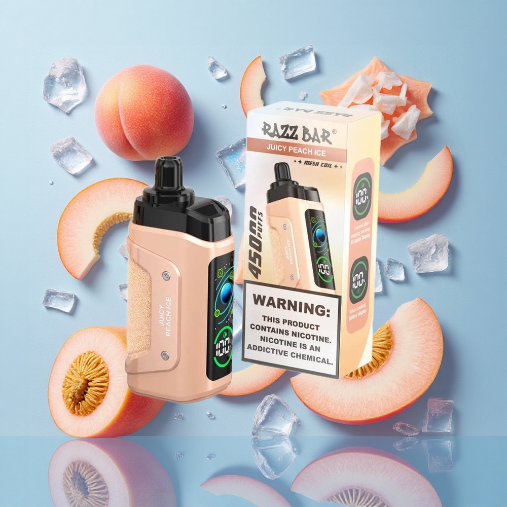 Razz Bar 45000 Puffs Sigaretta elettronica usa e getta Pesca Succosa Ghiacciata con Bobina Mesh 1.0 Ohm