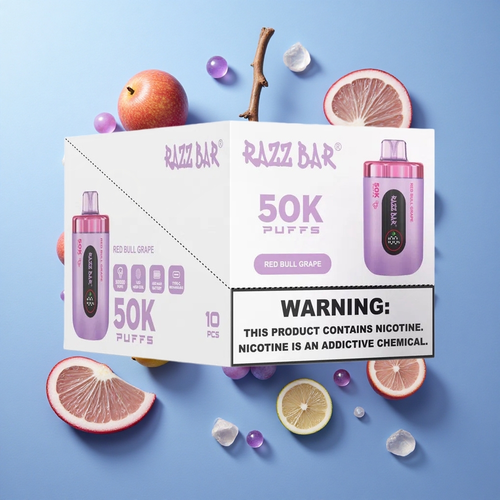 Razz Bar 50K Puffs Ricaricabile USB-C Sigaretta elettronica usa e getta Uva Red Bull