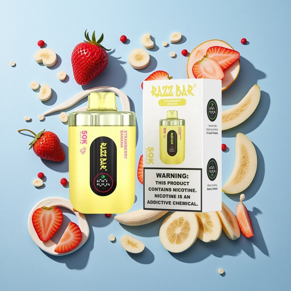 Razz Bar 50K Puffs Sigaretta elettronica usa e getta Fragola Banana con 650 Mah Batteria Ricaricabile