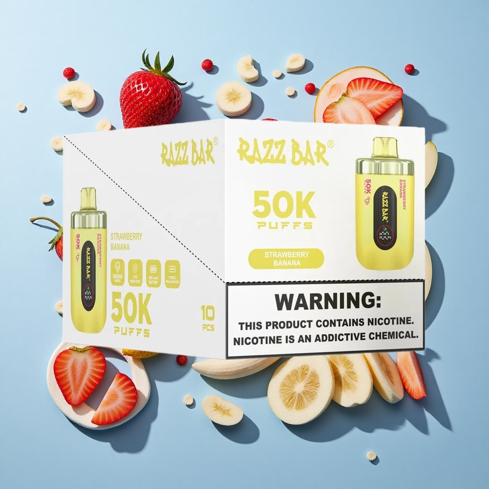Razz Bar 50K Puffs Sigaretta elettronica usa e getta Fragola Banana con 650 Mah Batteria Ricaricabile