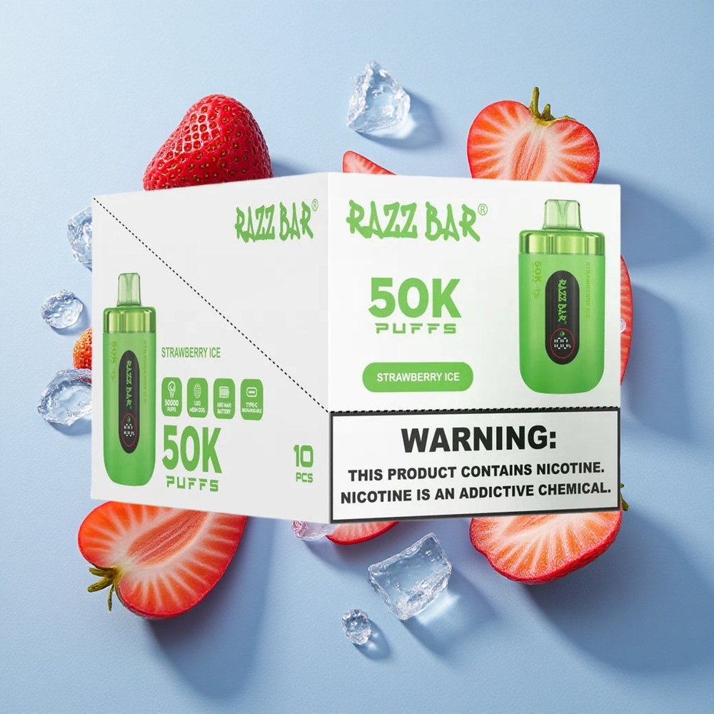 Razz Bar 50K Puffs Sigaretta elettronica usa e getta Fragola Ghiaccio con Batteria 650mAh