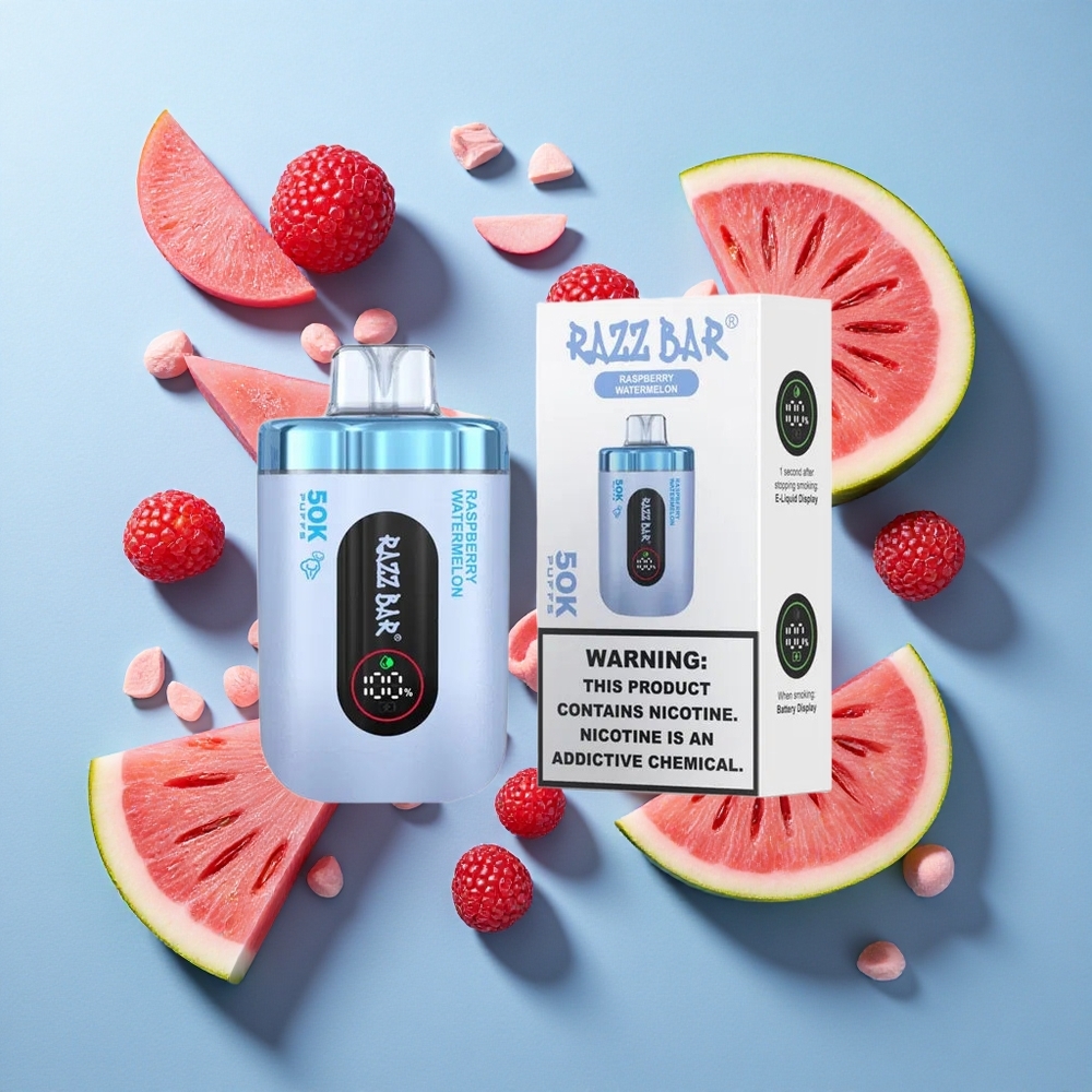 Razz Bar 50K Puffs Sigaretta elettronica usa e getta Lampone Anguria con 50000 Puffs e Batteria 650 Mah