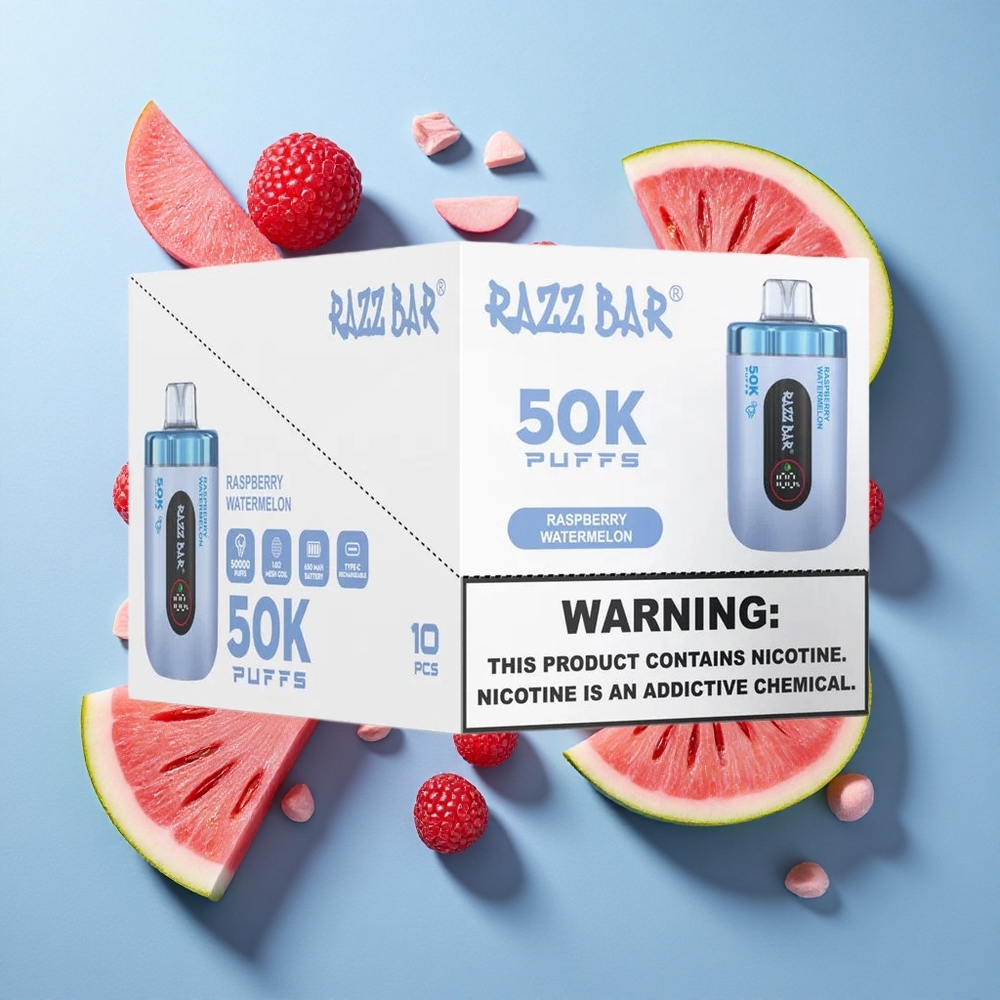 Razz Bar 50K Puffs Sigaretta elettronica usa e getta Lampone Anguria con 50000 Puffs e Batteria 650 Mah