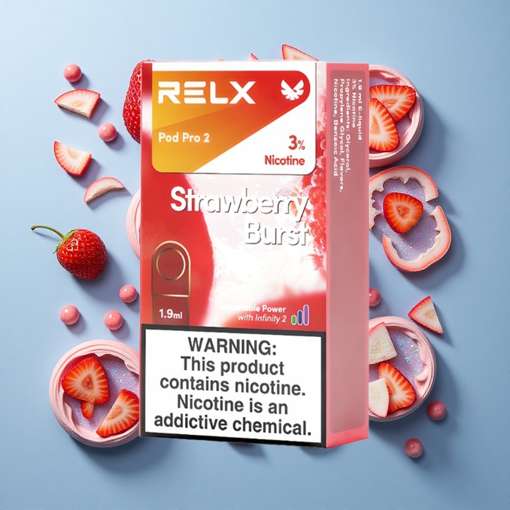 RELX Pod Pro 2 Fragola Scoppio con 600 Puffs e 1,9ml capacità